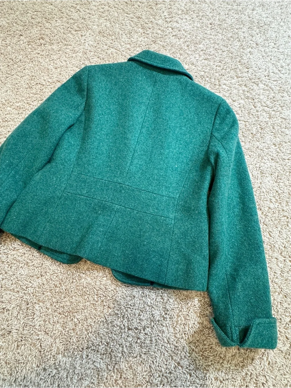 J Crew 100% Wool Green Blazer Jacket Full Lined Size 6P